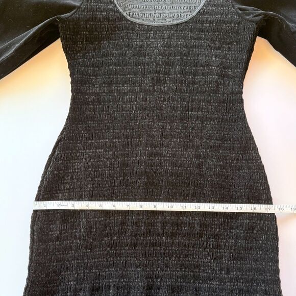 NWOT LoveShackFancy Dorset Velvet Smocked Long Sleeve Mini Dress in Black Sz M - Picture 15 of 16